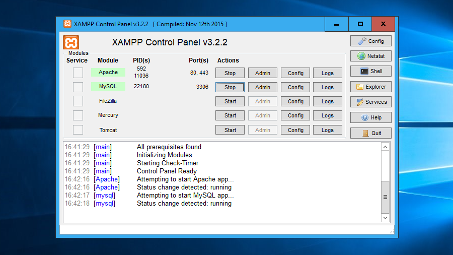 xampp control panel