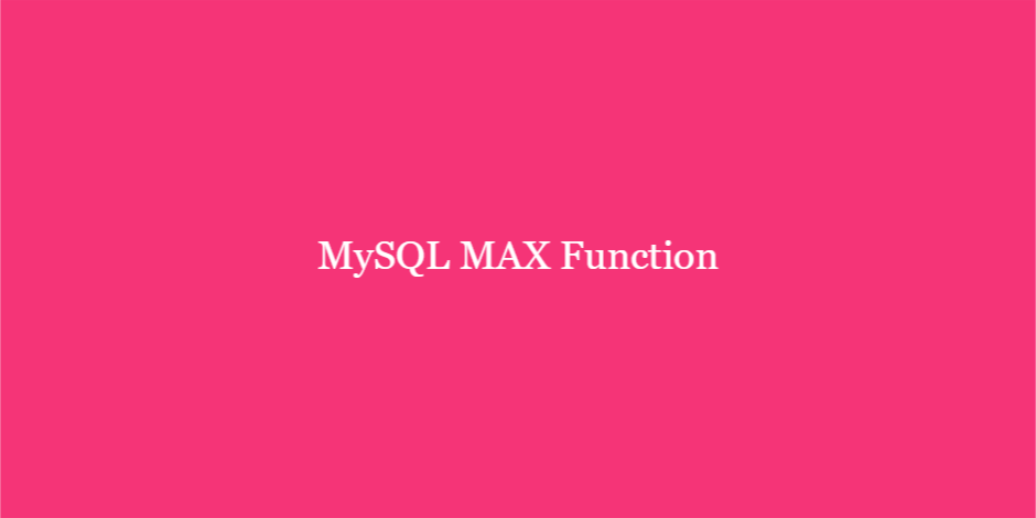 MySQL MAX