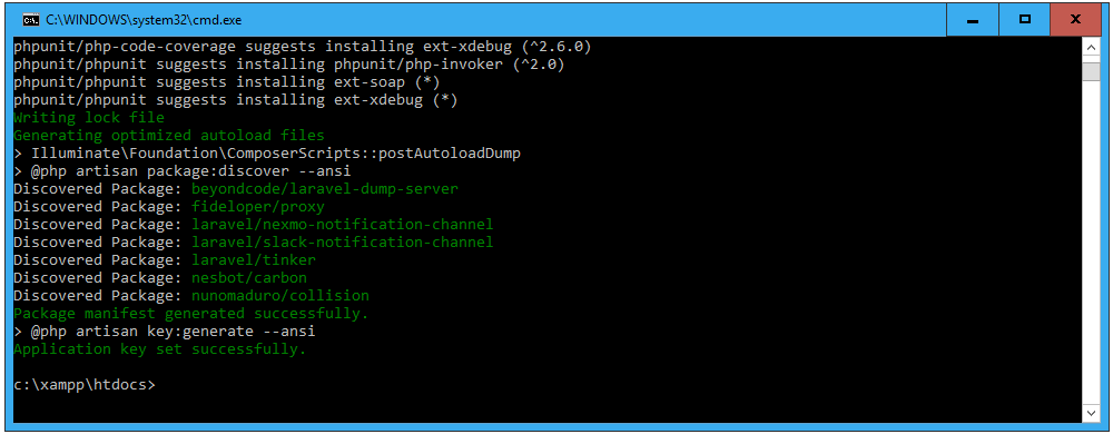 completed downloading dependencies for Laravel